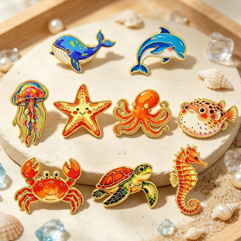 Lapel Pin Enamel - Levendige Oceaan Dieren Emaille Pin Schattig