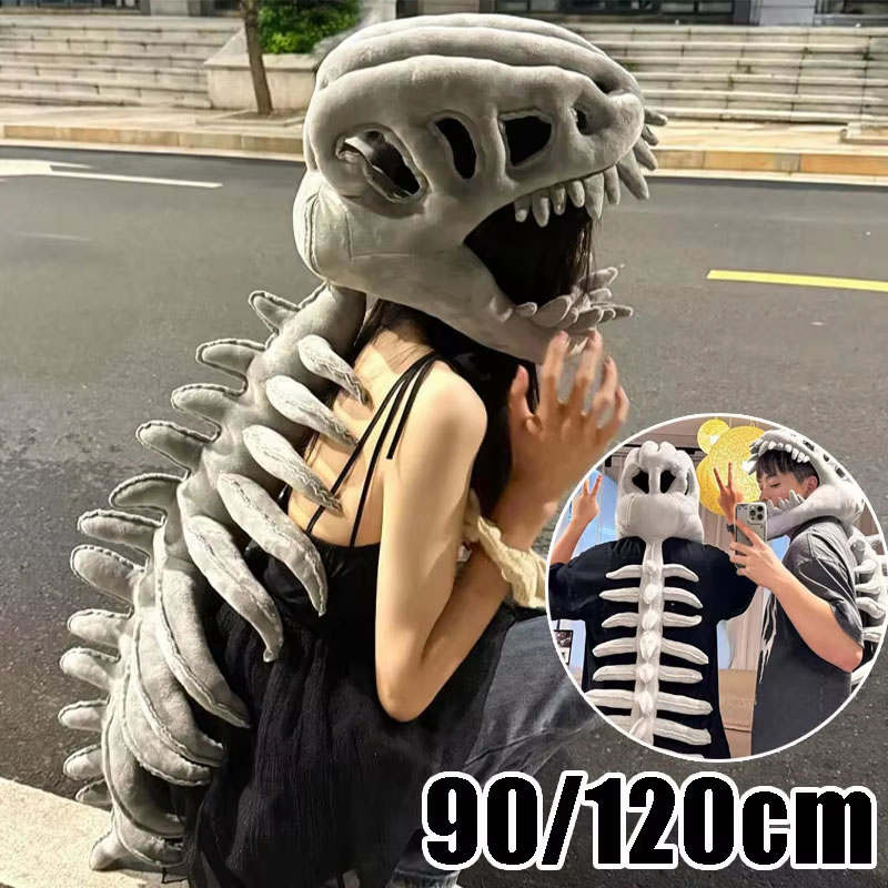 Men Accessories Style - Dinosaurus-skelet pluche hoodie met masker, Chinese