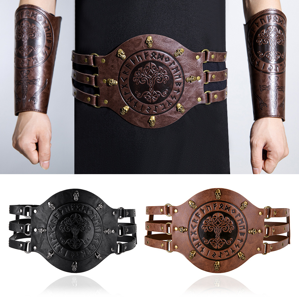 Men'S Viking Accessories - Middeleeuwse brede korsetriem, Viking piratenridderkostuum, pu