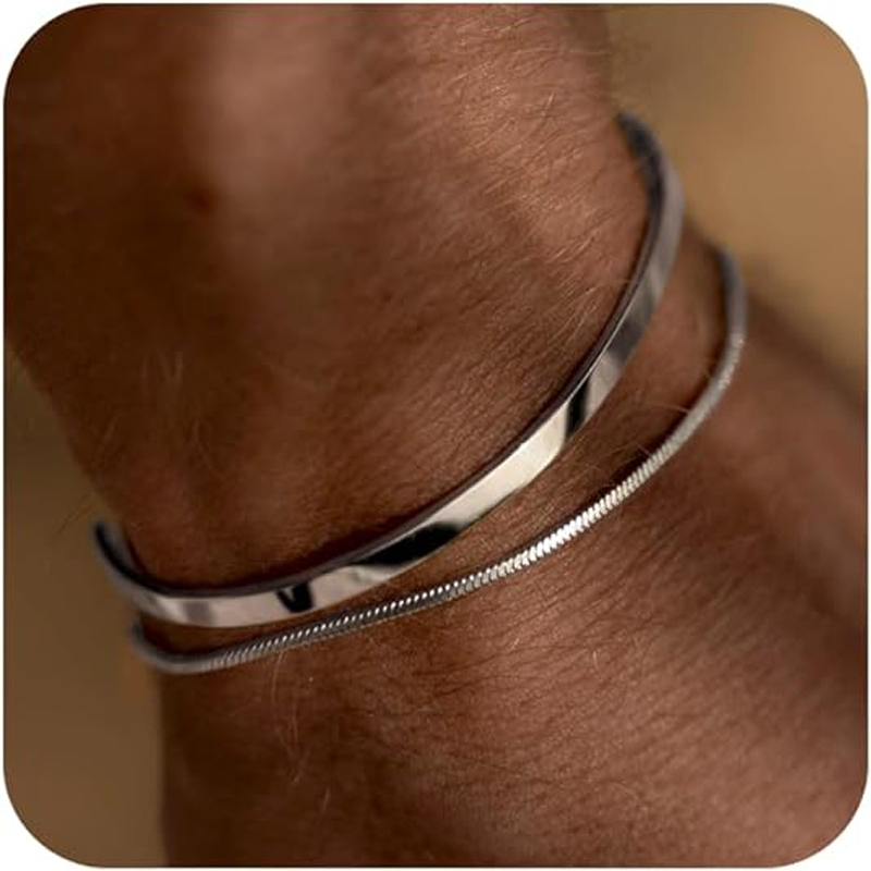 Cufflink Box Set - Stapelbare armbanden voor heren, 925 sterling
