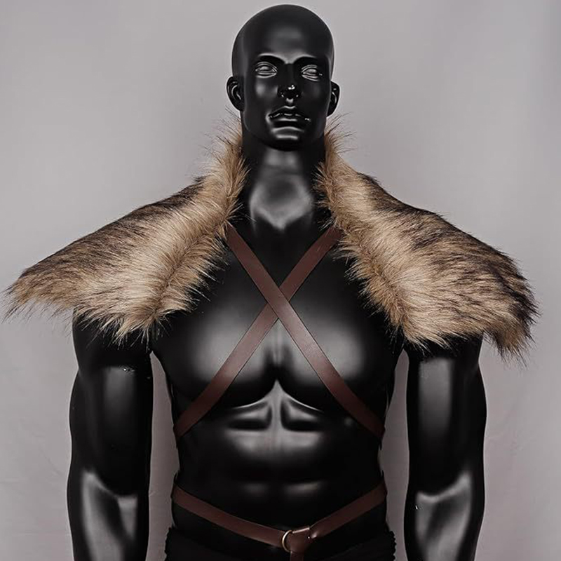Men'S Viking Accessories - Man Middeleeuwse namaakbont Cape Schoudermantel met