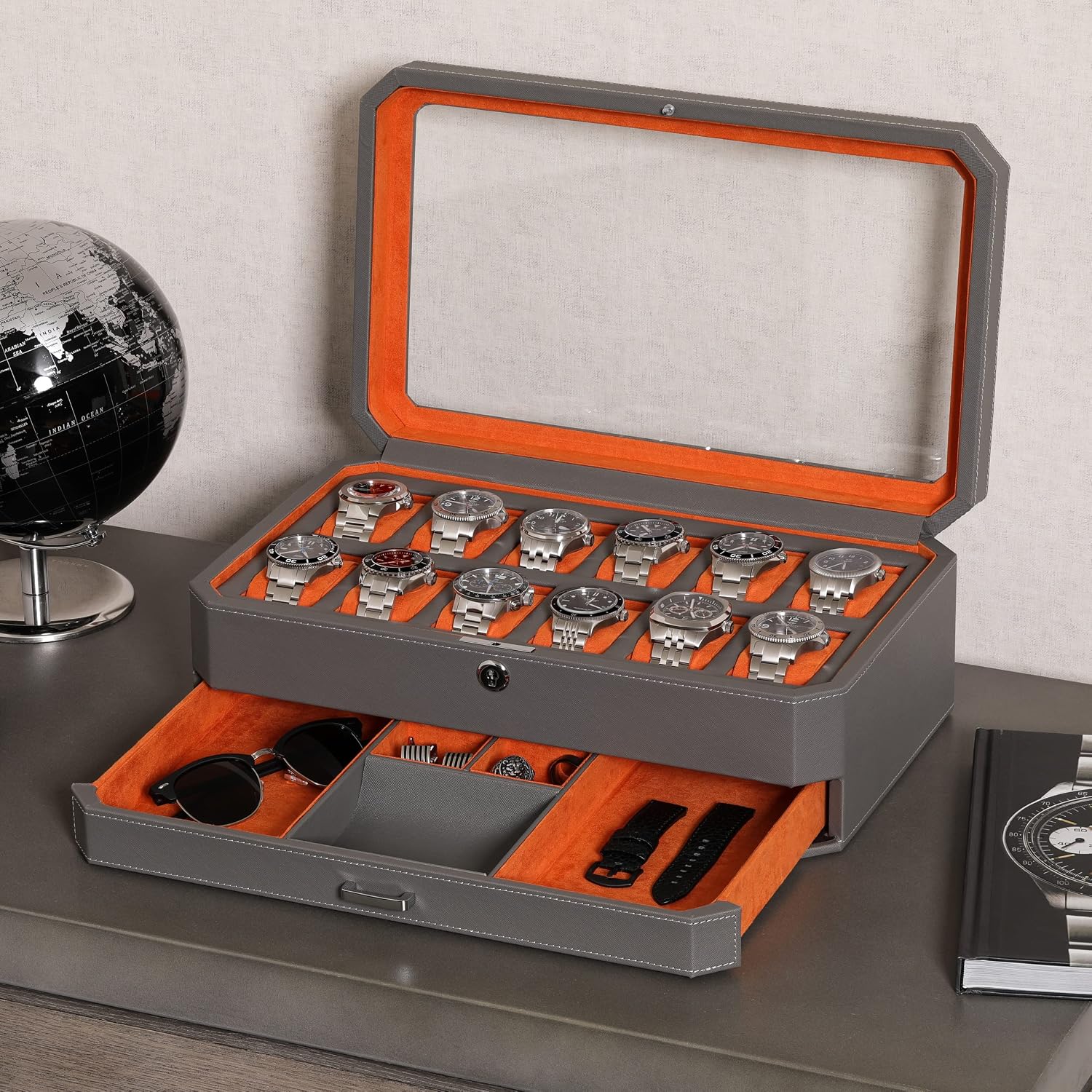 12-vakken lederen horlogekist  - Men'S Accessories Display recensie en prijs