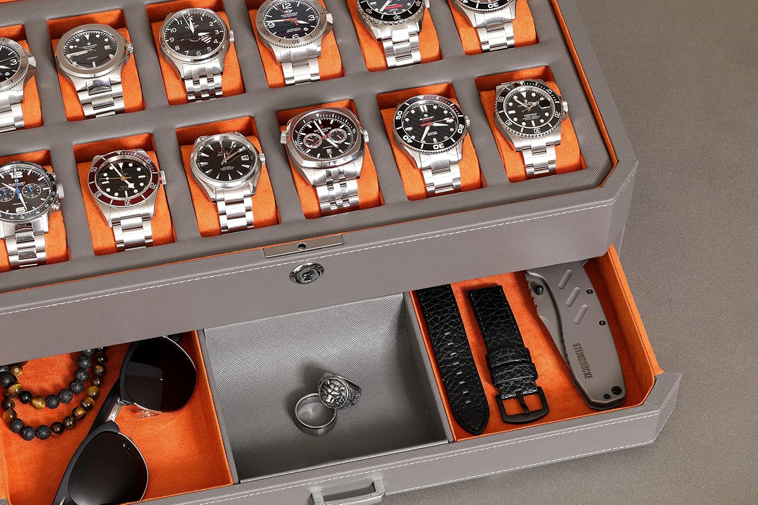 12-vakken lederen horlogekist  - Men'S Accessories Display recensie en prijs
